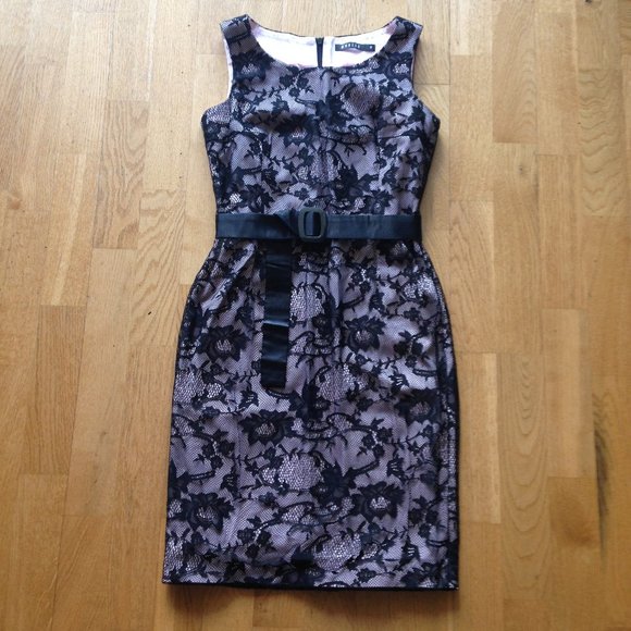 Mohito Dresses & Skirts - Mohito Sleeveless Midi Sheath Dress Floral Black Mesh Lace